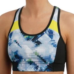 Head Cross Sports Bras Women - Light Blue, Lemon