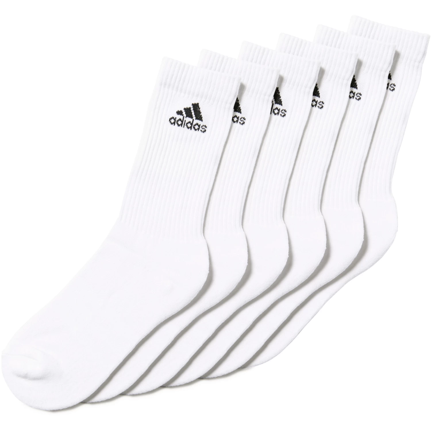 ADIDAS Performance 3Stripes Crew Half Cushioned Sports Socks 6 Pack - White, Black 2 ADIDAS Performance 3Stripes Crew Half Cushioned Sports Socks 6 Pack - White, Black - Image 2