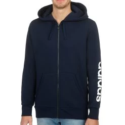 ADIDAS Essentials Linear Full-Zip Hoody Men - Dark Blue, White