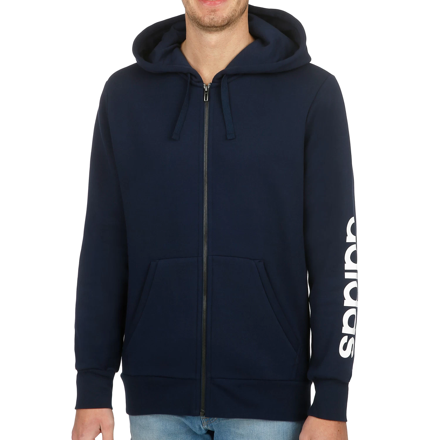 ADIDAS Essentials Linear Full-Zip Hoody Men - Dark Blue, White 1 ADIDAS Essentials Linear Full-Zip Hoody Men - Dark Blue, White