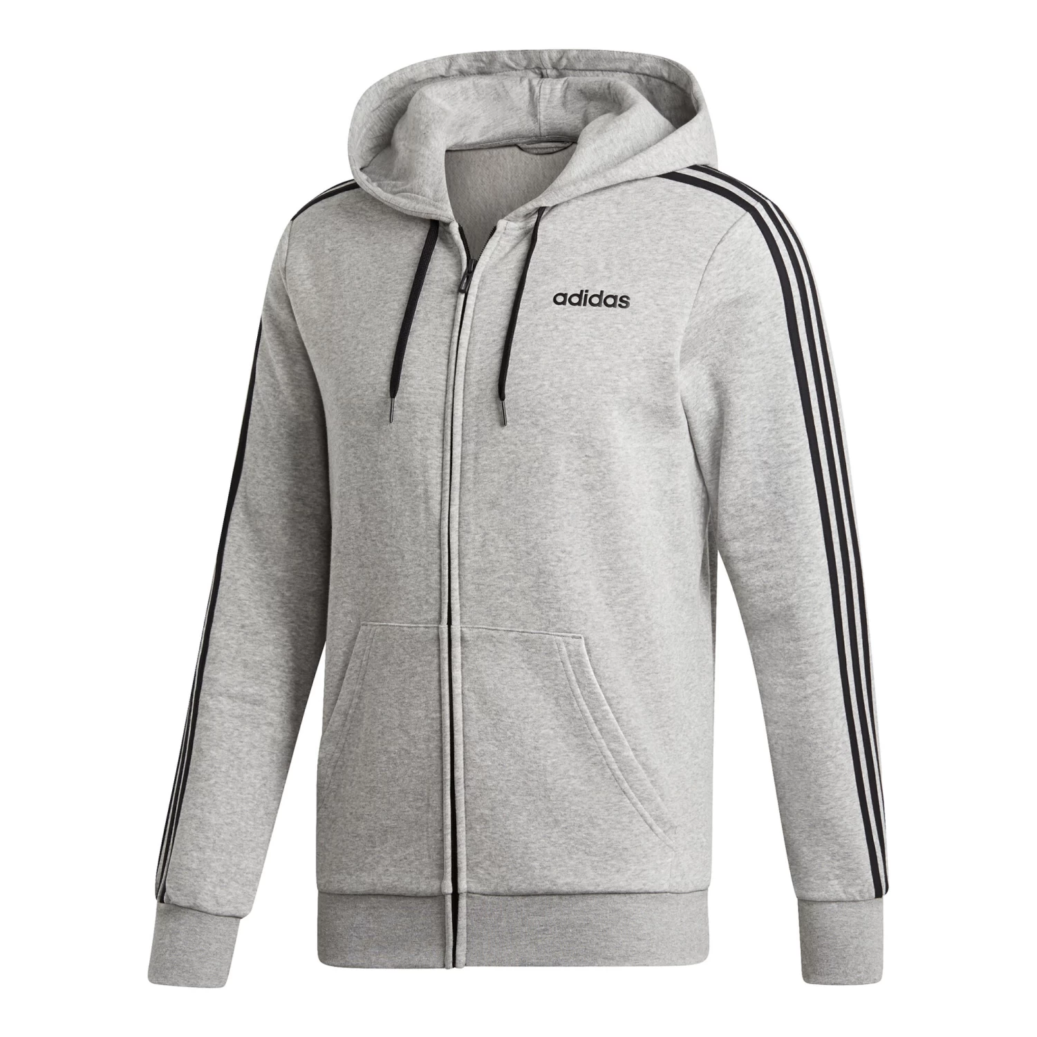 ADIDAS Essentials 3 Stripes Zip Hoodie Men - Lightgrey, Black 7 ADIDAS Essentials 3 Stripes Zip Hoodie Men - Lightgrey, Black - Image 7