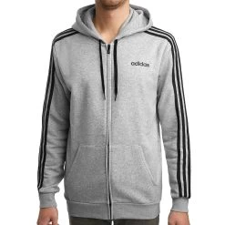 ADIDAS Essentials 3 Stripes Zip Hoodie Men - Lightgrey, Black