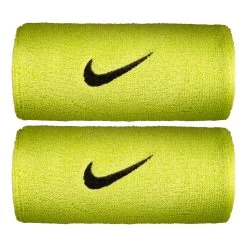 Nike Swoosh Doublewide Wristband 2 Pack - Lime, Black