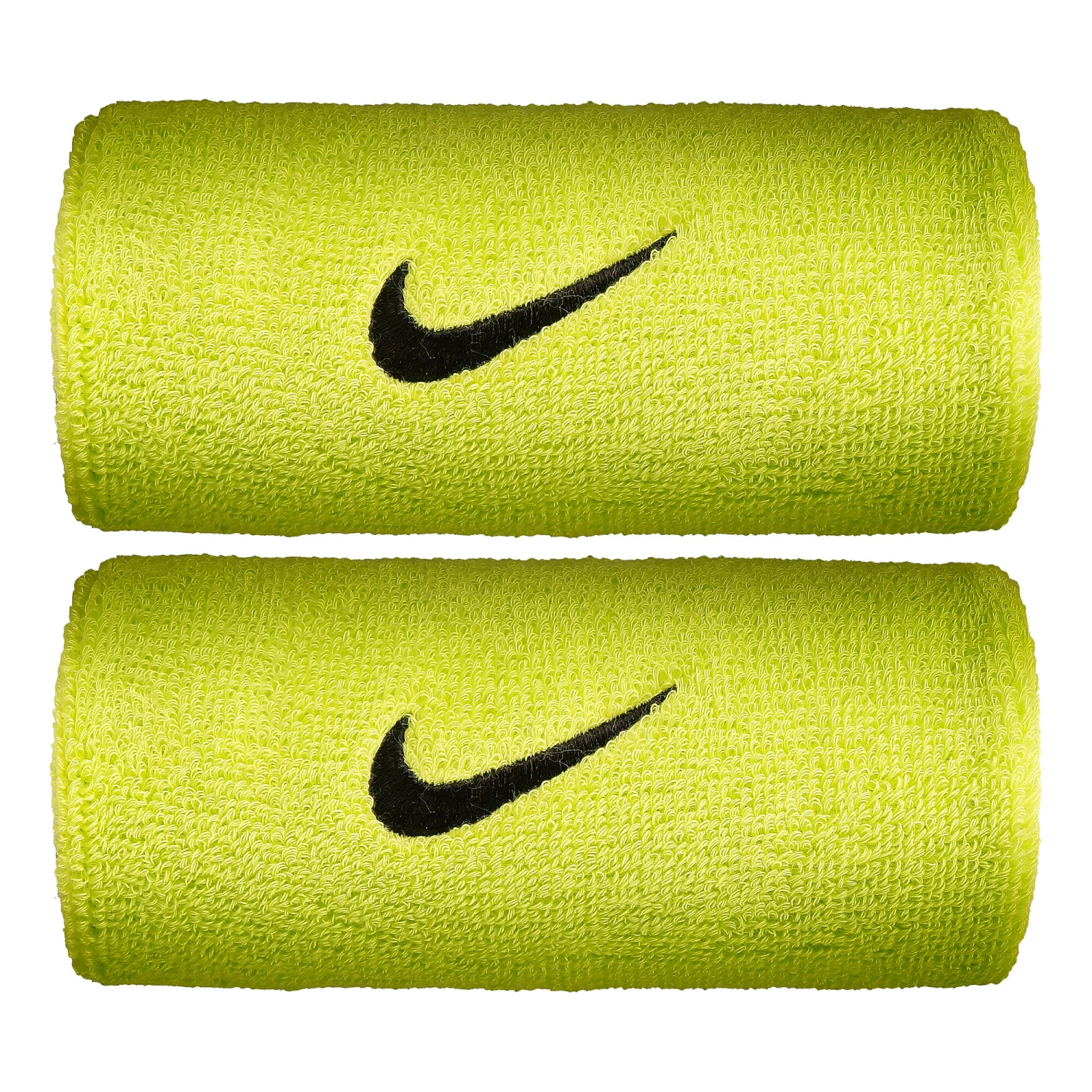 Nike Swoosh Doublewide Wristband 2 Pack - Lime, Black 1 Nike Swoosh Doublewide Wristband 2 Pack - Lime, Black