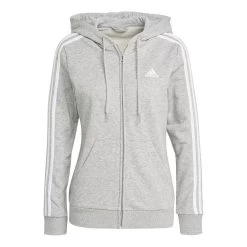 ADIDAS 3 Stripes French Full Zip Hoodie Women - Grey, White