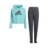 ADIDAS Hooded Crop Tracksuit Kids - Turquoise, Black