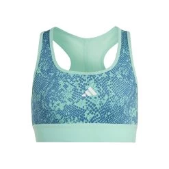 ADIDAS Training AEROREADY PowerReact Animal Print Padded Sports Bras Girls - Mint, Turquoise