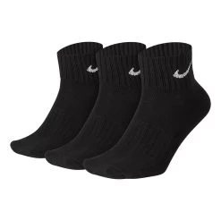 Nike Value Cotton Quarter Tennis Socks 3 Pack - Black, White