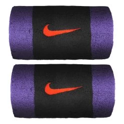 Nike Swoosh Doublewide Wristband 2 Pack - Black, Violet