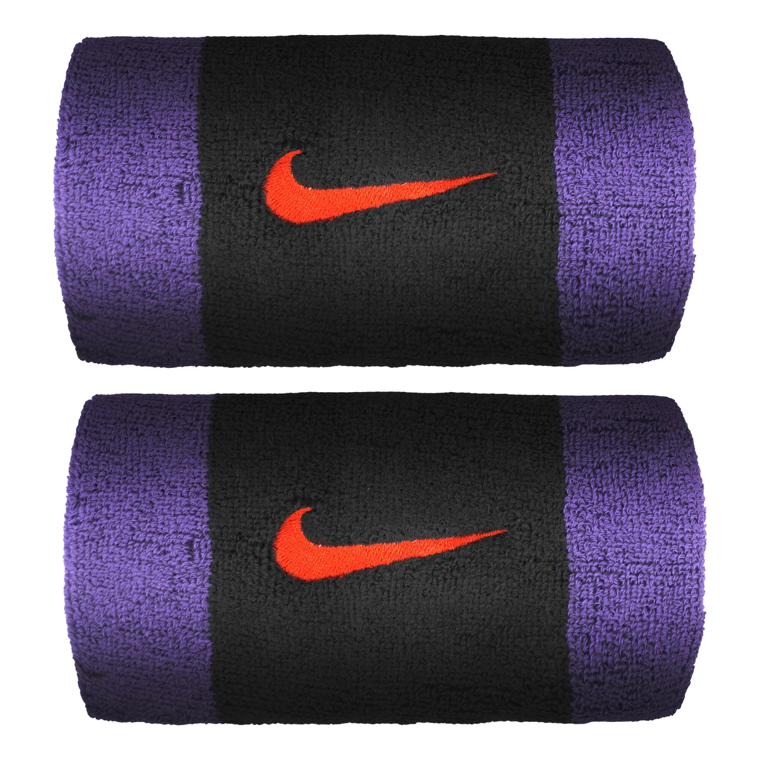 Nike Swoosh Doublewide Wristband 2 Pack - Black, Violet 1 Nike Swoosh Doublewide Wristband 2 Pack - Black, Violet